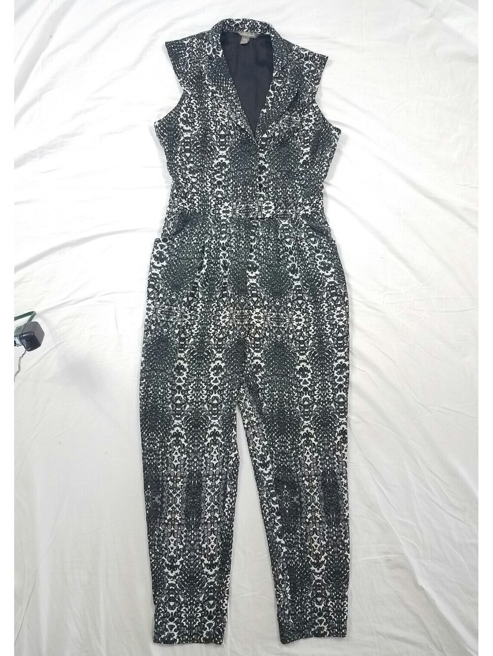 Charlie Jade Womens Black Gray Sleeveless Pantsuit Romper Size Medium